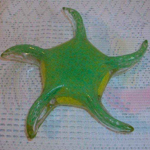 Vintage Murano Green/Yellow Glass Star Fish